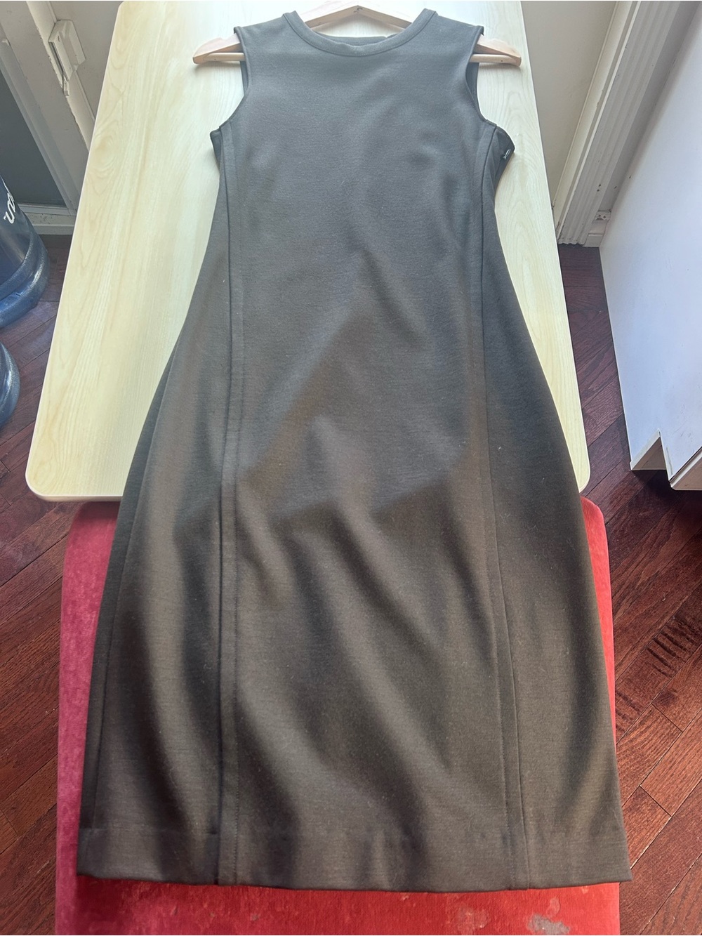 Theory Chocolate Brown Virgin Wool Blend Sleeveless Sheath Dress Size 4 - Picture 2 of 9